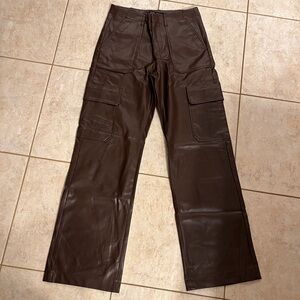 Zara Dark Brown Pleather Cargo Pants